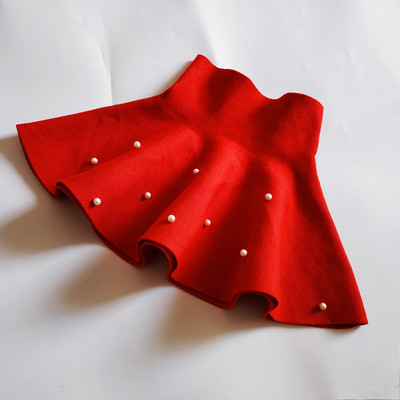 Fusta de toamna iarna pentru fete cu perle si talie inalta