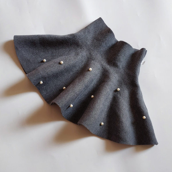 Fusta de toamna iarna pentru fete cu perle si talie inalta