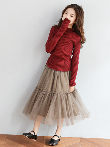 Madingas mergaičių sijonas aukštu juosmeniu