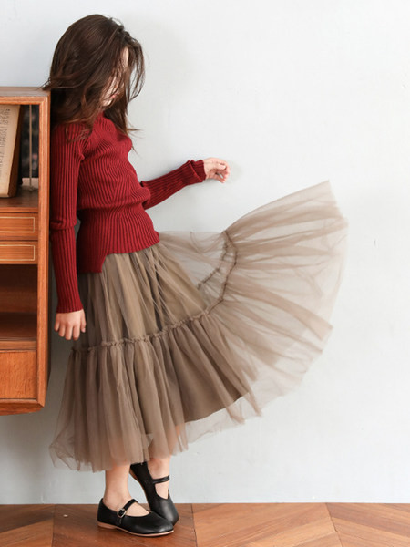 Madingas mergaičių sijonas aukštu juosmeniu