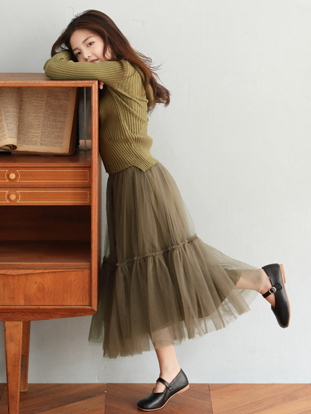 Madingas mergaičių sijonas aukštu juosmeniu