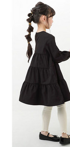 Egyszínű, hosszú ujjú, széles mintás ruha lányoknak