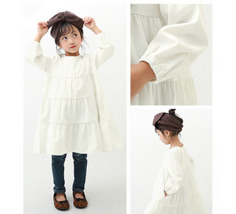 Egyszínű, hosszú ujjú, széles mintás ruha lányoknak