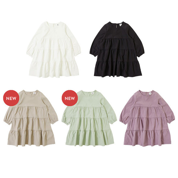 Egyszínű, hosszú ujjú, széles mintás ruha lányoknak