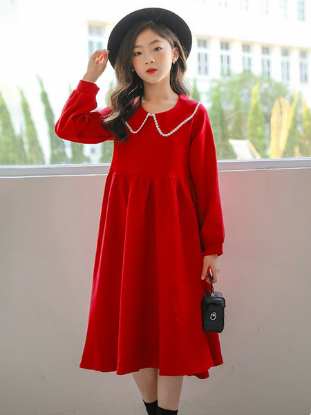 Rochie la moda pentru fete cu maneca lunga si decolteu oval