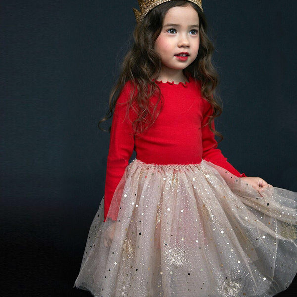 Rochie elegantă cu mânecă lungă aplicată pentru fete