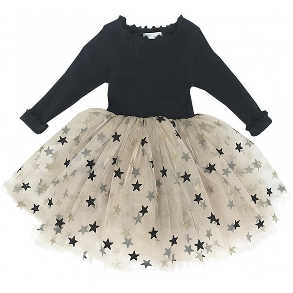 Rochie elegantă cu mânecă lungă aplicată pentru fete