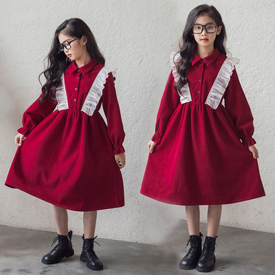 Rochie eleganta pentru fete cu guler clasic si inchidere cu nasturi