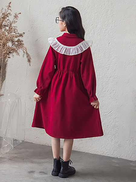 Rochie eleganta pentru fete cu guler clasic si inchidere cu nasturi