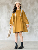 Rudeninė žieminė suknelė mergaitei ilgomis rankovėmis ir siuvinėjimu