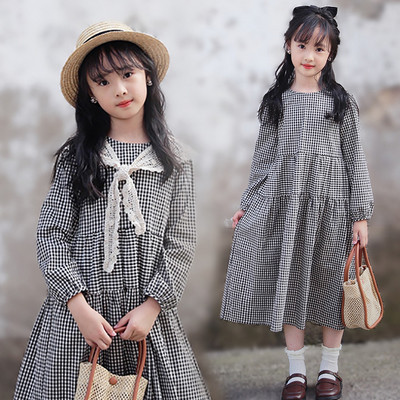 Rochie casual pentru fete cu maneci lungi in carouri