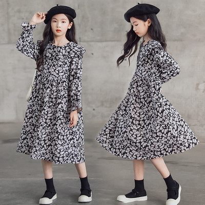 Ležerna duga haljina za djevojčice sa cvjetnim motivima