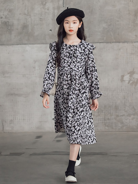 Ležerna duga haljina za djevojčice sa cvjetnim motivima