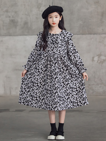 Ležerna duga haljina za djevojčice sa cvjetnim motivima