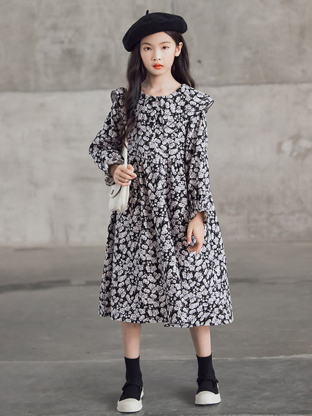 Ležerna duga haljina za djevojčice sa cvjetnim motivima