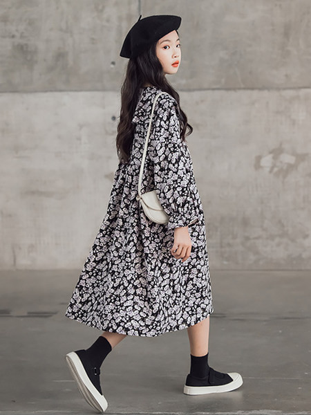 Ležerna duga haljina za djevojčice sa cvjetnim motivima