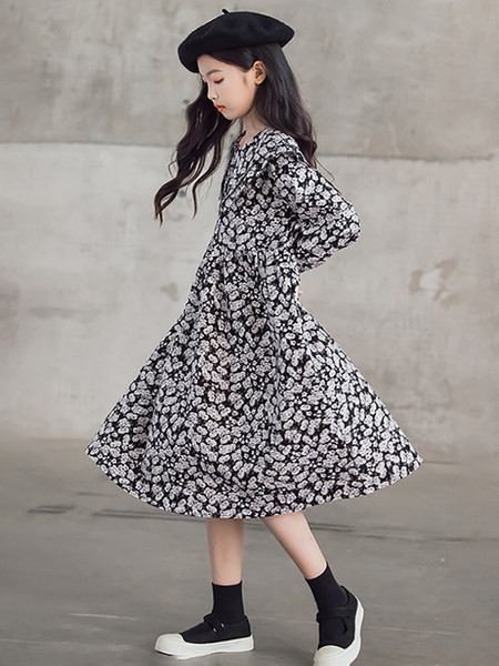 Ležerna duga haljina za djevojčice sa cvjetnim motivima