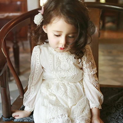 Nėriniuota suknelė mergaitėms ilgomis rankovėmis ir siuvinėjimu