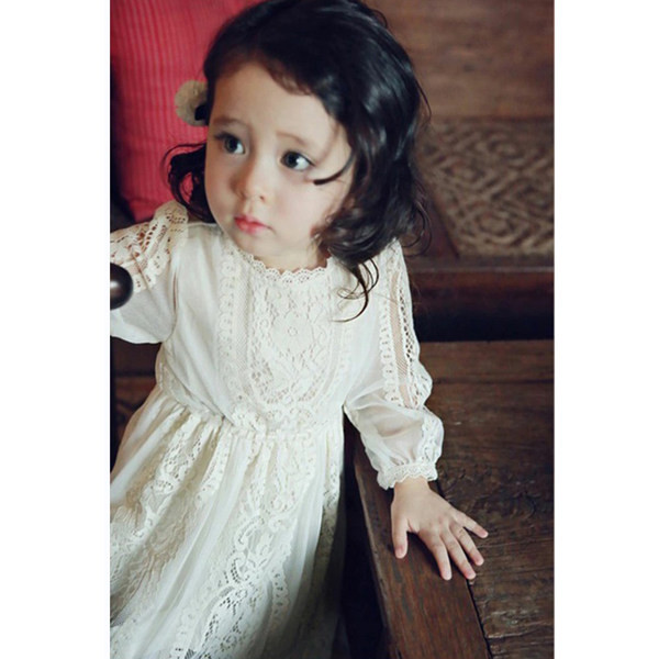 Nėriniuota suknelė mergaitėms ilgomis rankovėmis ir siuvinėjimu