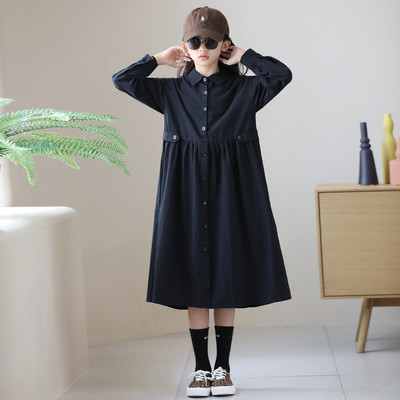 Rochie casual pentru fete cu guler si nasturi clasici