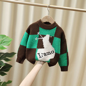 Crew nyakú kötött pulóver fiúknak