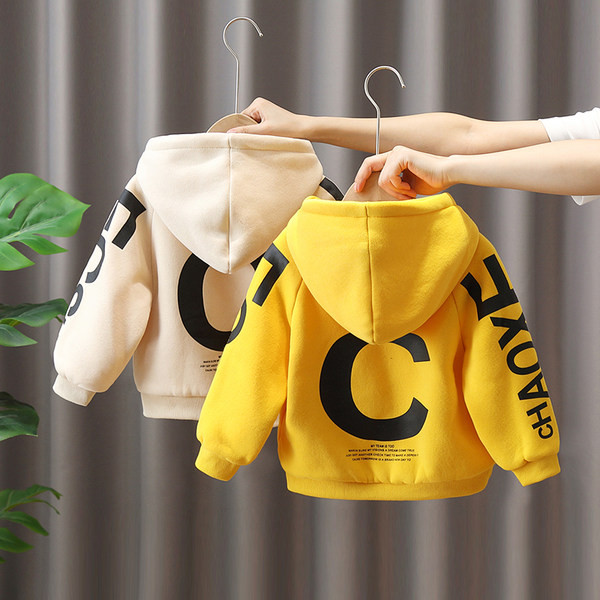 Moderna majica za dječake s toplom postavom i kapuljačom