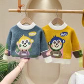 Pulover lejer cu aplicație cu gât roșu pentru băieți