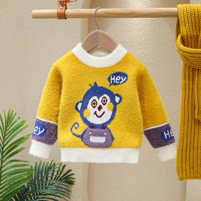 Pulover lejer cu aplicație cu gât roșu pentru băieți