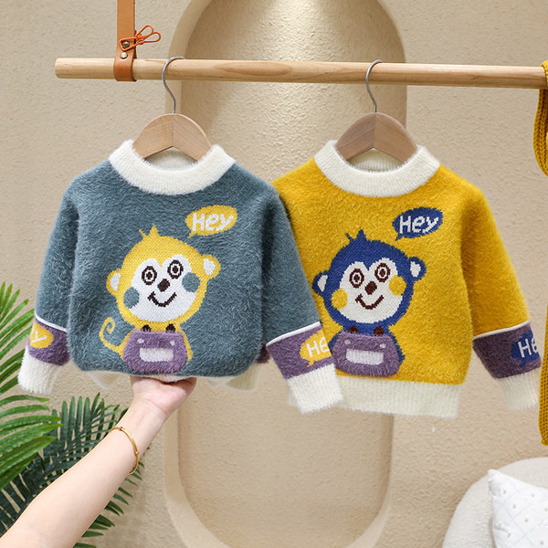 Pulover lejer cu aplicație cu gât roșu pentru băieți