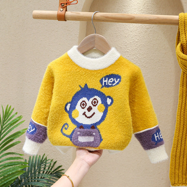 Pulover lejer cu aplicație cu gât roșu pentru băieți