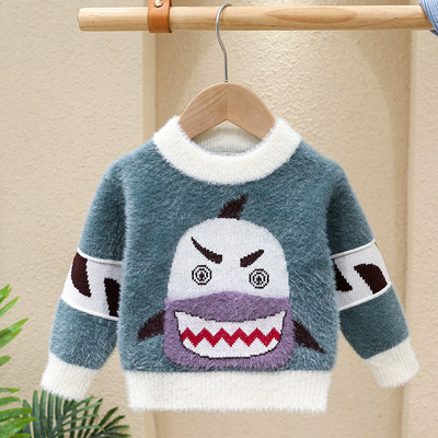 Naujo modelio vaikiškas megztinis su ovalia iškirpte - dviejų spalvų