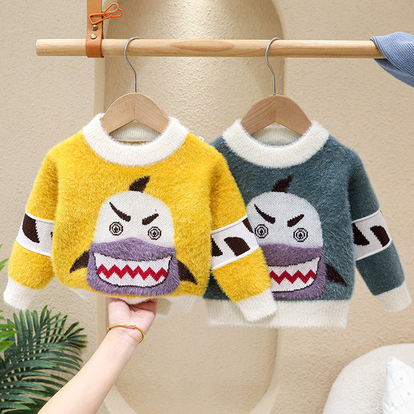 Naujo modelio vaikiškas megztinis su ovalia iškirpte - dviejų spalvų