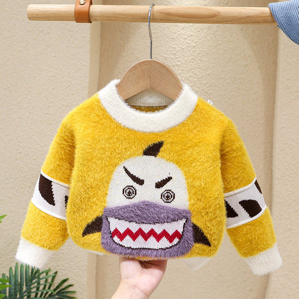 Naujo modelio vaikiškas megztinis su ovalia iškirpte - dviejų spalvų