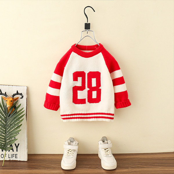 Vaikiškas megztinis berniukams ilgomis rankovėmis ir siuvinėjimu