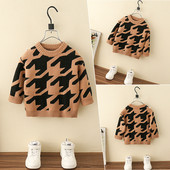 Pulover la modă cu mânecă lungă cu gât rotund pentru băieți