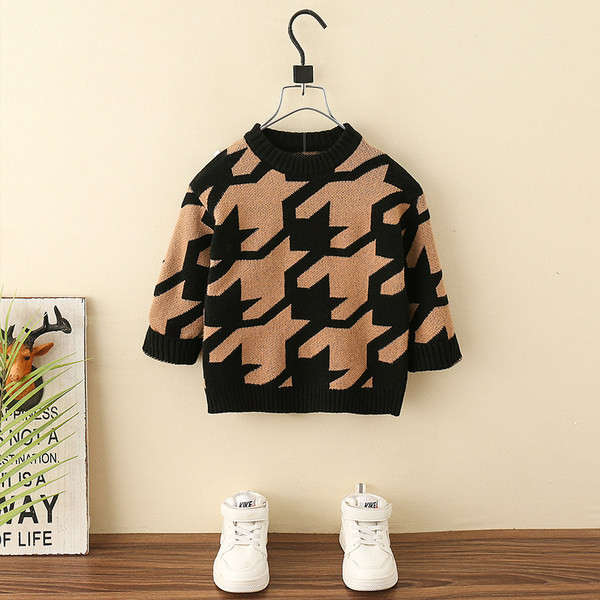 Pulover la modă cu mânecă lungă cu gât rotund pentru băieți