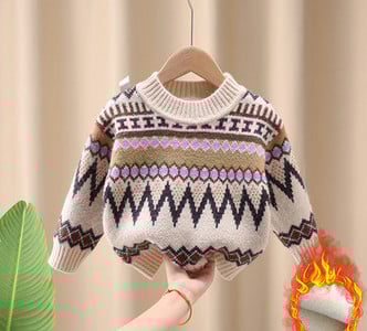 Pulover tricotat pentru copii cu forme geometrice - potrivit pentru baieti