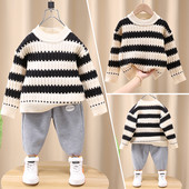 Pulover de iarna pentru baieti cu decolteu oval