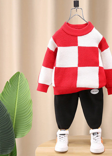 Dviejų spalvų vaikiškas megztinis berniukams