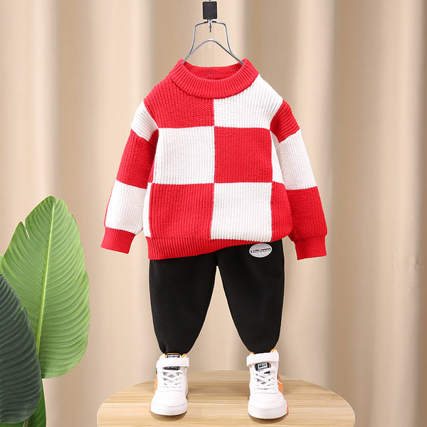 Dviejų spalvų vaikiškas megztinis berniukams