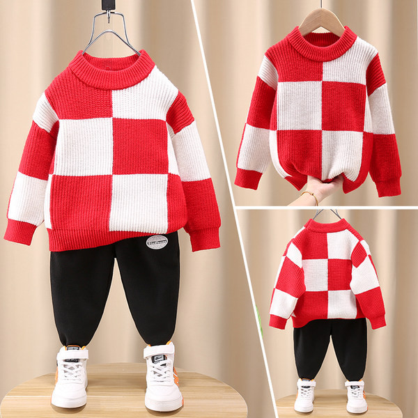 Dviejų spalvų vaikiškas megztinis berniukams