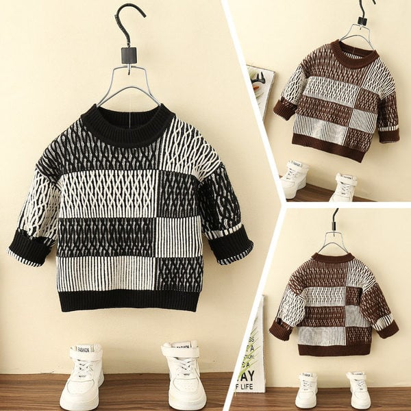 Pulover tricotat pentru copii cu gâtul rotund pentru băieți