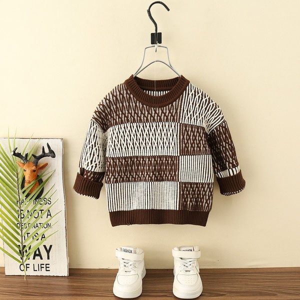 Pulover tricotat pentru copii cu gâtul rotund pentru băieți