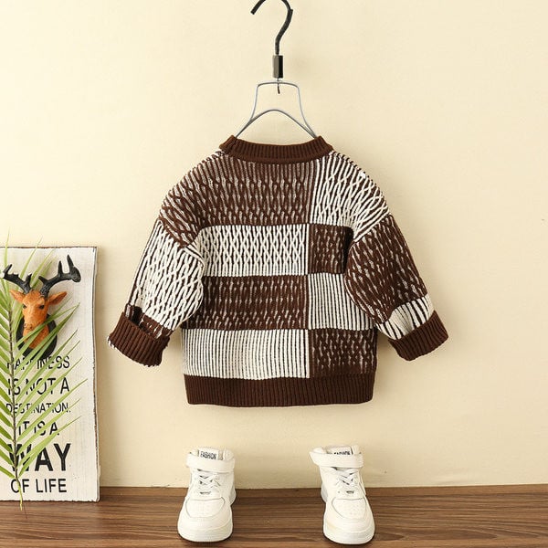 Pulover tricotat pentru copii cu gâtul rotund pentru băieți