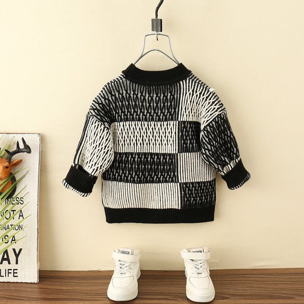 Pulover tricotat pentru copii cu gâtul rotund pentru băieți