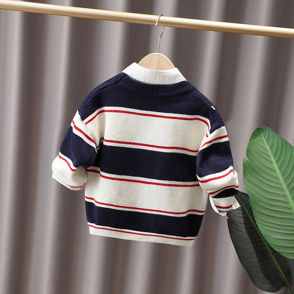 Pulover la modă cu mânecă lungă cu logo brodat pentru băieți