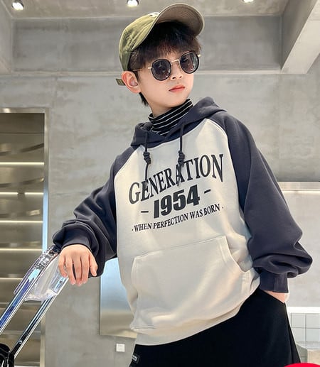 Hanorac casual cu imprimeu cu litere pentru baieti