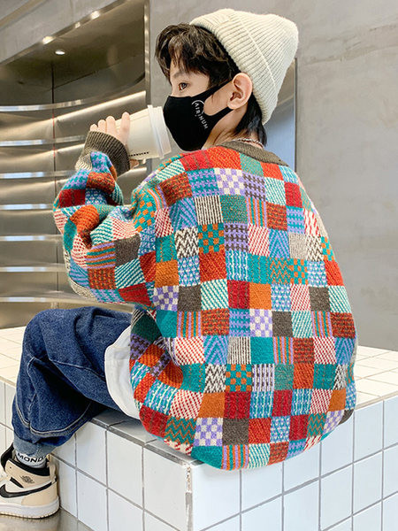 Pulover de toamnă cu mânecă lungă, cu gâtul turn, pentru băieți