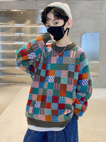 Pulover de toamnă cu mânecă lungă, cu gâtul turn, pentru băieți