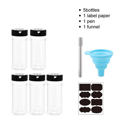 4/10/15/20 tk etikettidega vürtsipurgid Plastikust läbipaistev vürtsipudeli konteinerid vürtside pipra soola jaoks Cocina köögi vürtsipurgi jaoks